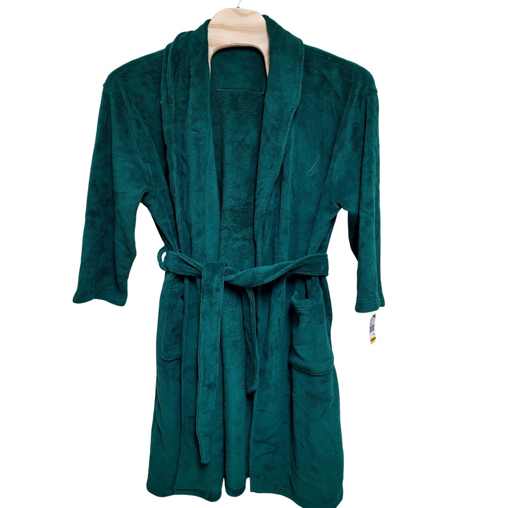 Nautica Mens Plush Fleece Robe Tidal Green KR01F4 One Size OSZ New WithOut Tags‎